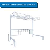 Cozinha Autossustentável Escorredor Modular Suspenso 63cm Para Segurar Pratos Copos Louças Cozinha
