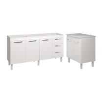 Cozinha Balcão Armário Gabinete De Pia 150 Cm Deise E Balcão Jane Para Microondas Ou Forno Elétrico Branco Cozinha Balcão Armário Gabinete De Pia 150 Cm Deise E Balcão Jane Para Microondas Ou Forno Elétrico Branco