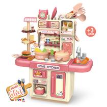 Cozinha Bancada Infantil Completa Brinquedo Com Som Luz Fumaça e Torneira Mini Chef Replay Kids