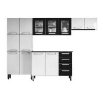 Cozinha Bertolini Evidence New 04 peças 13 portas 04 gavetas em aço - Branco/Preto