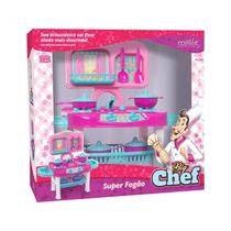 Cozinha Big Chef Super Fogão 12 Acessórios 56Cm Presente Menina Brincadeira Criança B145