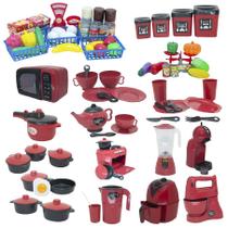 Cozinha Brinquedo Vermelho Mercado Jogo Panela Air Fryer 86p