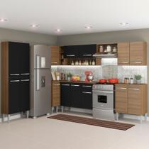 Cozinha Canto Emilly Armário Balcão 15 Portas Preto Madesa