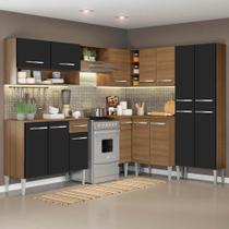 Cozinha Canto Reto Emilly 417 Armário e Balcão Preto Madesa