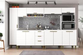 Cozinha Carol 6 Pecas com Corrediças Metálicas Aéreo Branco Cozinha Carol 6 Pecas com Corrediças Metálicas Aéreo Branco