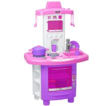 Cozinha Chef Jr Fogão Panelas Micro-ondas Pia com agua Rosa