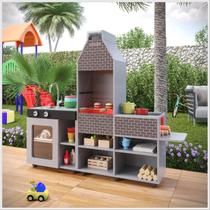 Cozinha Churrasqueira Infantil Mini Chefe Com Fogão e Led Cinza Ofertamo Cozinha Churrasqueira Infantil Mini Chefe Com Fogão e Led Cinza Ofertamo