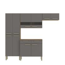 Cozinha (Com Balcão) 8 Portas 2 Portas de Vidro 2 Gavetas Nala Plus Freijo/Gris - SSX Multicoisas Cozinha (Com Balcão) 8 Portas 2 Portas de Vidro 2 Gavetas Nala Plus Freijo/Gris - SSX Multicoisas
