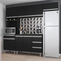 Cozinha Com Balcão E Tampo 120 Cm Ambiente Andréia Preto Fosco - Ajl
