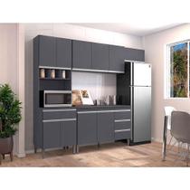 Cozinha Com Balcão E Tampo 120 Cm Andréia Ambiente Cinza Fosco - Ajl Cozinha Com Balcão E Tampo 120 Cm Andréia Ambiente Cinza Fosco - Ajl