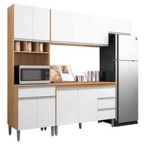 Cozinha com Balcão e Tampo 120cm Andréia Amêndoa Branco - AJL