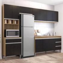 Cozinha Com Balcão E Tampo 160 Cm Ambiente Andréia Amendoa Preto - Ajl