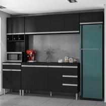 Cozinha com Balcão e Tampo 160 cm Ambiente Andréia Preto Fosco - AJL