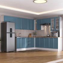 Cozinha Compacta 10 Peças 1 Paneleiro Duplo 5 Aéreos 4 Balcões Soho CabeCasa MadeiraOriginals Branco/Azul Cozinha Compacta 10 Peças 1 Paneleiro Duplo 5 Aéreos 4 Balcões Soho CabeCasa MadeiraOriginals Branco/Azul
