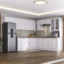 Cozinha Compacta 10 Peças 5 Aéreos 4 Balcões 1 Paneleiro Duplo Soho CabeCasa MadeiraOriginals Branco