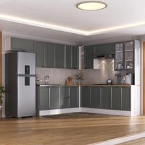 Cozinha Compacta 10 Peças 5 Aéreos 4 Balcões 1 Paneleiro Duplo Soho CabeCasa MadeiraOriginals Branco/Grafite