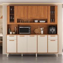 Cozinha Compacta 10 Portas 2 Gavetas 200cm com Nicho para Forno Itaflriz Itatiaia Marrom/Cinamomo/Off White Cozinha Compacta 10 Portas 2 Gavetas 200cm com Nicho para Forno Itaflriz Itatiaia Marrom/Cinamomo/Off White