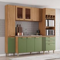Cozinha Compacta 10 Portas 2 Gavetas para 2 Fornos Bc01 Nature e Verde HP