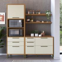 Cozinha Compacta 100% Mdf 2 Peças 4 Portas Torre Quente e Tampo 194cm Vicenza Espresso Móveis