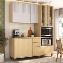 Cozinha Compacta 100% Mdf 3 Pçs Tampo E Torre Quente 190cm Carvalho Uv-cinza Cristal Pet