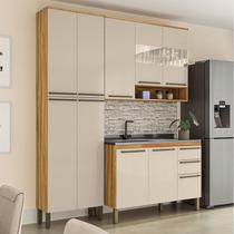 Cozinha Compacta 100% Mdf 3 Peças 10 Portas e 2 Gavetas com Vidro sem Tampo Itália Espresso Móveis