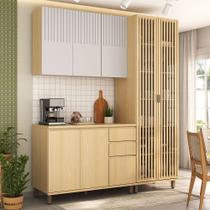Cozinha Compacta 100 MDF 3 Peças Com Tampo e Cristaleira 190cm Aura Luciane Móveis