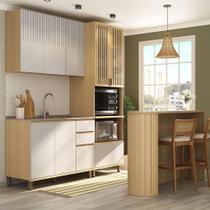 Cozinha Compacta 100% Mdf 4 Pçs Bancada E Torre Quente ... Carvalho Uv-cinza Cris Pet-cinza Cris Uv