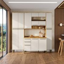 Cozinha Compacta 100% Mdf 4 Peças 12 Portas e 2 Gavetas com Vidro e Tampo Itália Espresso Móveis