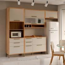 Cozinha Compacta 100% Mdf 4 Peças 7 Portas 5 Gavetas e Vidro 274cm Vicenza Espresso Móveis