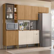 Cozinha Compacta 100% MDF 4 Peças Balcão 120cm com Tampo Vert Plus Freijó/Soft