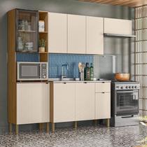 Cozinha Compacta 100% MDF 4 Peças Balcão 120cm para Pia Vert Plus Freijó/Soft