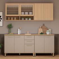 Cozinha Compacta 100 MDF 4 Peças Com Tampo e Vidro Canelado 200cm Duna Luciane Móveis