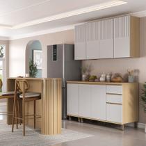 Cozinha Compacta 100 MDF 5 Peças Com Tampo e Bancada 324cm Aura Luciane Móveis