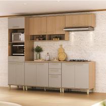 Cozinha Compacta 100 MDF 5 Peças Com Tampo e Espaço Forno e Micro-ondas 270cm Duna Luciane Móveis