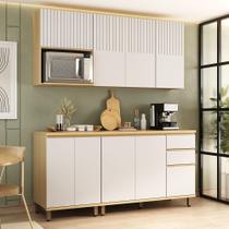 Cozinha Compacta 100 MDF 5 Peças Com Tampo e Nicho Para Micro-ondas 180cm Aura Luciane Móveis Cozinha Compacta 100 MDF 5 Peças Com Tampo e Nicho Para Micro-ondas 180cm Aura Luciane Móveis