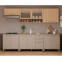 Cozinha Compacta 100 MDF 6 Peças Com Tampo e Vidro Canelado 280cm Duna Luciane Móveis Cozinha Compacta 100 MDF 6 Peças Com Tampo e Vidro Canelado 280cm Duna Luciane Móveis