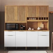 Cozinha Compacta 100% Mdf 8 Portas 2 Gavetas e Mini Adega 200cm Hungria Espresso Móveis