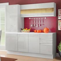 Cozinha Compacta 100% MDF Madesa Smart 170 cm Armário, Balcão e Tampo Frentes Branco Brilho