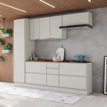 Cozinha Compacta 100% MDF Paneleiro e Balcões Gavetas com Tampo Areia Fineze Cozinha Compacta 100% MDF Paneleiro e Balcões Gavetas com Tampo Areia Fineze