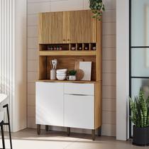 Cozinha Compacta 101,60 Cm com 4 Portas 1 Gaveta e Mini Adega 100% Mdf Croácia Espresso Móveis