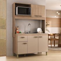 Cozinha Compacta 120cm 100% MDF 15cm 5 Portas e 1 Gaveta Marrom/Champagne/Rosé