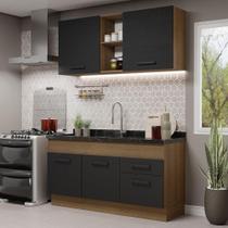 Cozinha Compacta 150002 Com Armário E Balcão Rustic/Preto Cozinha Compacta 150002 Com Armário E Balcão Rustic/Preto