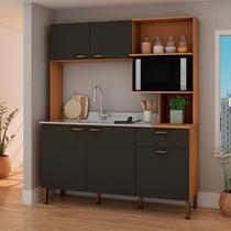 Cozinha Compacta 155 cm sem Tampo 1 Gaveta 5 Portas Cinza/Freijo/Grafite Belga Cozinha Compacta 155 cm sem Tampo 1 Gaveta 5 Portas Cinza/Freijo/Grafite Belga