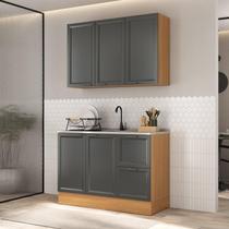 Cozinha Compacta 2 Peças 1 Aéreo 1 Balcão Soho CabeCasa MadeiraOriginals Freijó/Grafite Cozinha Compacta 2 Peças 1 Aéreo 1 Balcão Soho CabeCasa MadeiraOriginals Freijó/Grafite