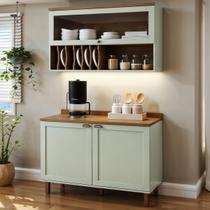 Cozinha Compacta 2 Peças 3 Portas Balcão 120cm Tampo Mdf Iluminata