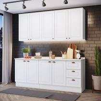 Cozinha Compacta 200cm Americana 4 peças 9 Portas 3 Gavetas Henn - Branco HP Fosco/Calcare Cozinha Compacta 200cm Americana 4 peças 9 Portas 3 Gavetas Henn - Branco HP Fosco/Calcare