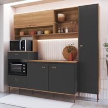 Cozinha Compacta 227cm com Tampo Espaço Forno e Microondas Paneleiro 6 Portas 1 Gaveta Karina Cozinha Compacta 227cm com Tampo Espaço Forno e Microondas Paneleiro 6 Portas 1 Gaveta Karina