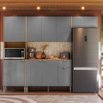 Cozinha Compacta 249,9cm com 9 Portas 1 Gaveta Soul Freijó/Soft Bege