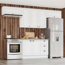 Cozinha Compacta 280cm Americana 4 peças 7 Portas 3 Gavetas Henn - Branco Fosco