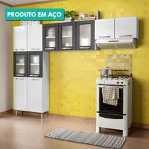 Cozinha Compacta 3 Peças 100% Aço 11 Portas CZM04 Múltipla Bertolini Branco/Preto